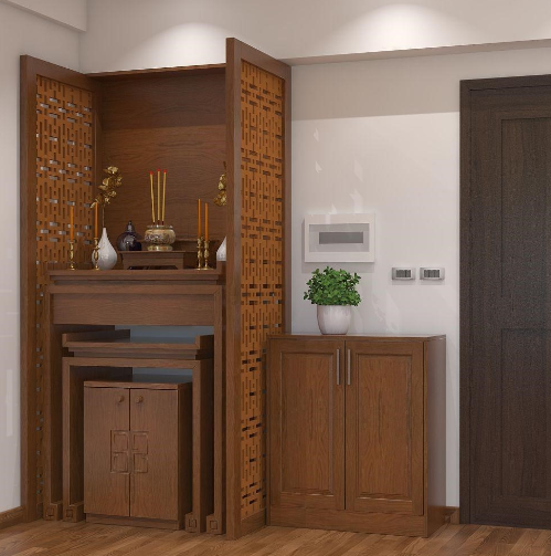 Bàn thờ treo tường kết hợp với tủ thờ