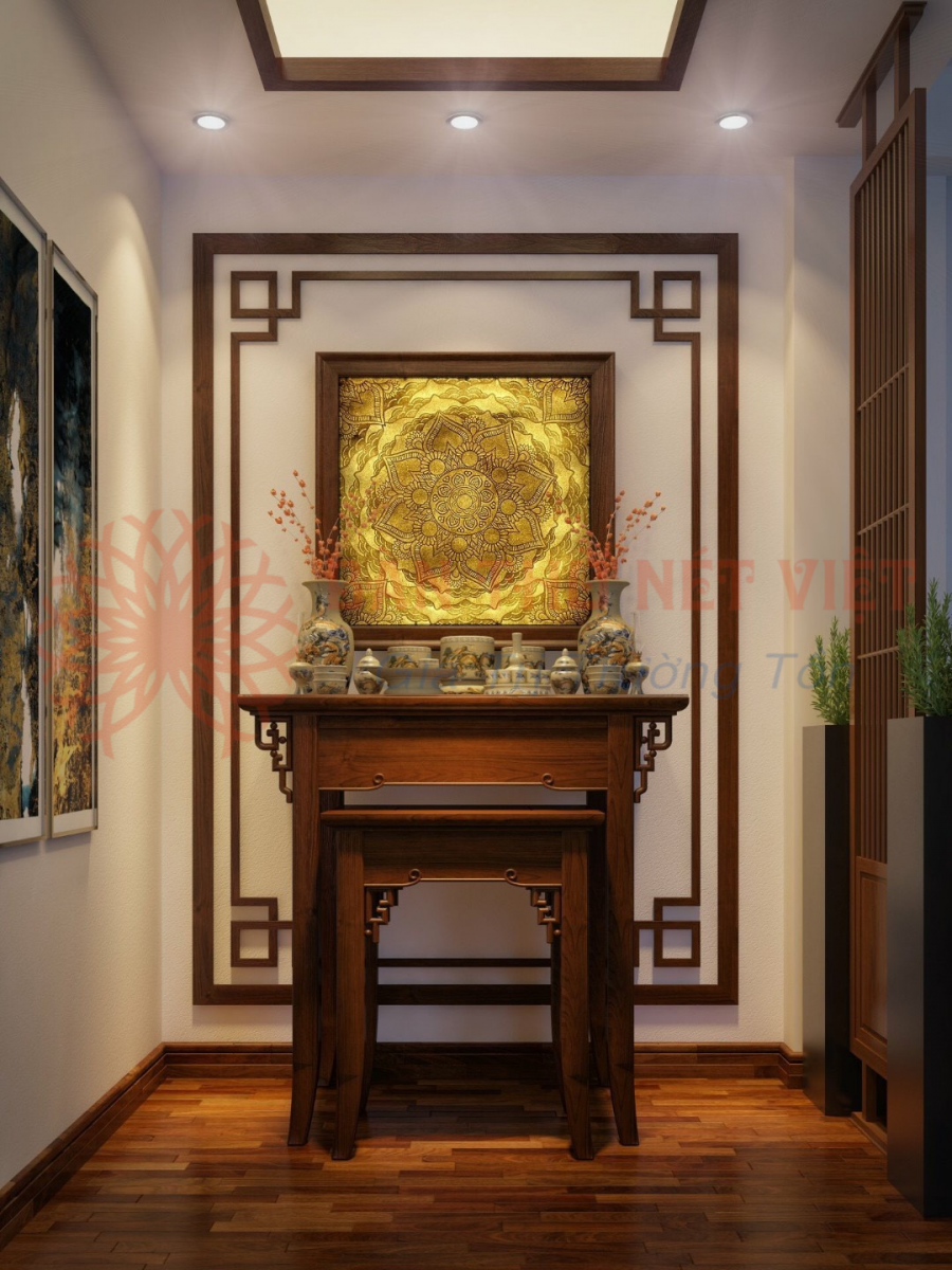 Tủ thờ đứng hiện đại cho chung cư 2 tầng